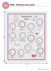 Miffy Cotton Fabric Quilt Panel Wall Hanging Telling The Time - 91cm X 112cm - Picture 1 of 3