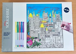 Yorkshire 500 Piece Coloring Puzzle with Gel Pens New Sealed 2015 22" x 27.5" - Picture 1 of 5