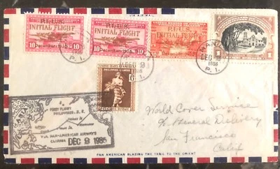 Manila Filipinas 1935 primera cubierta de vuelo FFC a San Francisco CA EE. UU. PAA B Foto 1 de 2