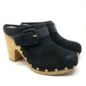 Veronica Beard Dacey Clogs Womens 6.5 Black Suede Block Heel Chunky Studded NEW - Picture 1 of 20