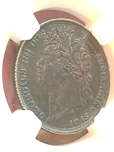 Scellino argento Gran Bretagna 1824. Dettagli Certificati NGC XF - Foto 1 di 7