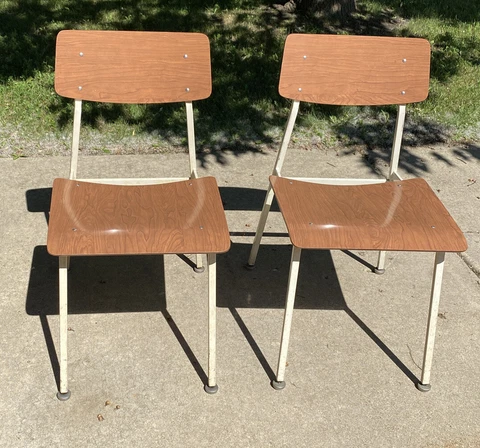 Lot of 2 Vintage Simmons Wooden Metal Chair DuPont Mid-Century *See Description Cover