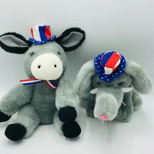 1996 Gibson Republican Elephant & Democrat Donkey Plush Stuffed Animals - Picture 1 of 8