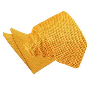 Cravatta uomo gialla calendula maglia tinta unita moderna slim cravatta fazzoletto set di DQT - Foto 1 di 1
