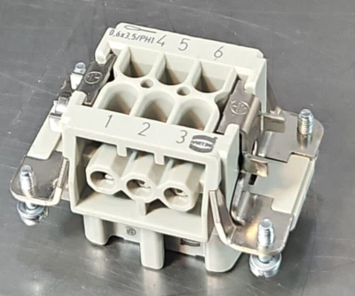 Harting HAN 6 E-BU-S Female Connector 16 Amp 6 Pin 500 VAC               loc5E27 - Image 1 of 4