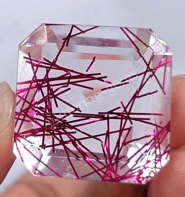 114.20 Ct Emerald Pink Rutilated Quartz Certified Transparent Loose Gems M25 - Image 1 of 4