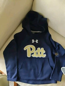 Under Armour PITT Panthers Hoodie Navy Blue Gold Youth XS Hooded Sweatshirt Boys - Picture 1 of 6
