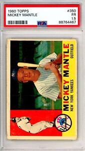1960 Topps MICKEY MANTLE #350 PSA Graded 1.5 FR++Cond "Just Graded Invest"