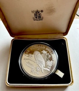 DOMINICA SILVER PROOF 100 DOLLARS IMPERIAL PARROTS 1988 - BOX - 925 SILVER - Picture 1 of 3