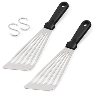 2 Pack Stainless Steel Fish Spatula Slotted Kitchen Cooking Turner for Flipping - Picture 1 of 7