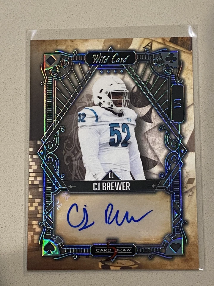 2022 Wild 5 Card Draw Classic Rainbow Holo Foil - Tan 1/1 CJ Brewer Auto 2b2 - Image 1 of 2
