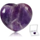 Amethyst Crystals Heart Worry Stone Anxiety Palm Quartz Healing Chakra Gemstone 