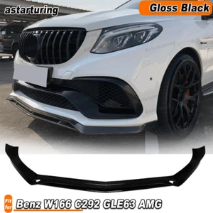 For Benz W166 C292 GLE63  2015-2018 Gloss Black Front Bumper Lip Wing Spoiler - Picture 1 of 11