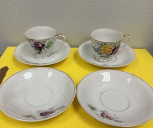 Set Of Two Porcelain Cup & Four Plates.  Made In Occupied Japan. - Picture 1 of 4