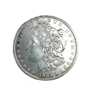 1885  Morgan Dollar  AU/UNC.  90% Silver $1 US Coin Collectible #1610 - Picture 1 of 5