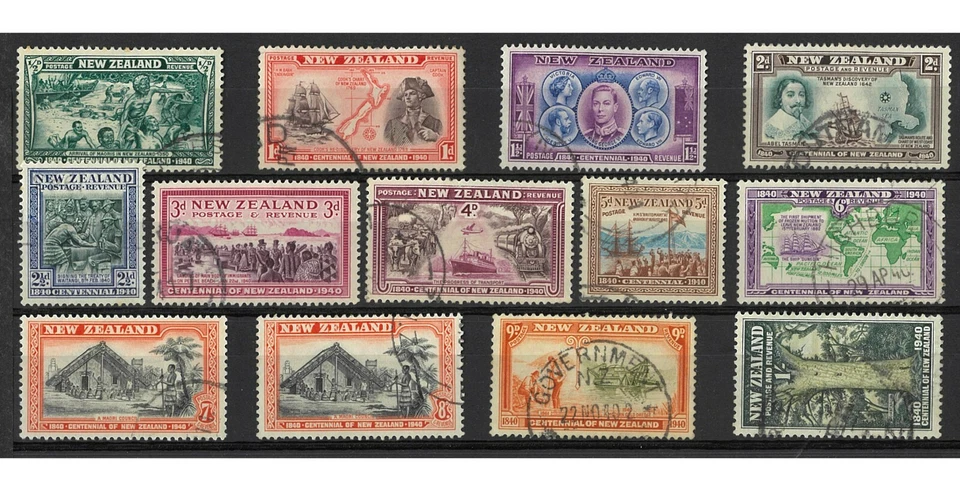 New Zealand 1940 Centennial Set of 13 Stamps SG613/25 CDS Cancels FU (10 Sets) — 第 1/1 张图片