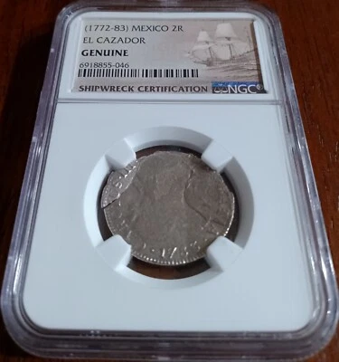 1783 Spanish Empire (Mo Mint) 2 Reales, NGC Genuine, El Cazador shipwreck - Image 1 of 3