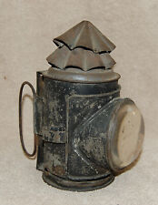 Antique Early Primitive Metal Tin Bullseye Whale Oil Lamp 7" Patina