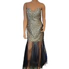 Coya Collection Dress Womens Small Beaded Sequin Rhinestone Bling Tulle Prom