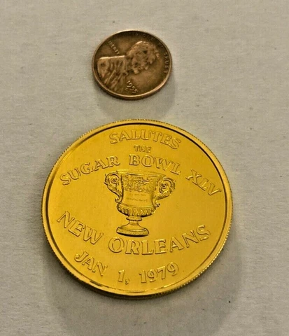 Vintage 1979 Krewe Of Joe's Jungle Club Sugar Bowl Aluminum Doubloon Rare Cover