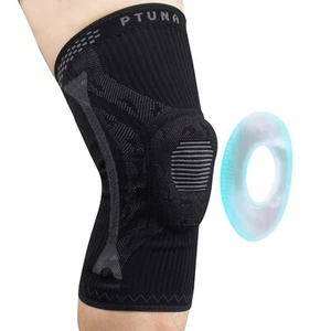 Compression Knee Brace W/Patella Gel Pad & Side Stabilizers Black & Grey Large - Picture 1 of 2