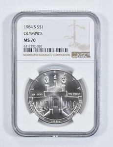 1984 S Olympic LA Commemorative Silver Dollar NGC MS70 *0115