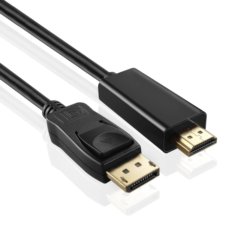 1.8M QUALITY DISPLAY PORT DP TO HDMI MALE LCD PC HD TV LAPTOP AV CABLE ADAPTOR - Image 1 of 3