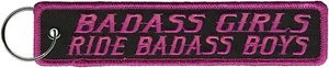 Portachiavi ricamato BADASS GIRLS RIDE BADASS BOYS - 1,25" x 6,2" - Foto 1 di 1