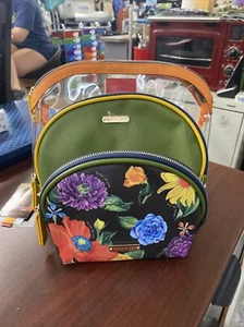 Nicole Lee 3 Piece Pouch Crossbody - Orange & Green - Picture 1 of 7