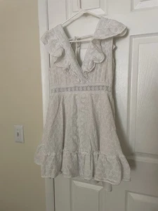 Urban Outfitters UO Eliza Eyelet Ruffle White Mini Dress size Small Women’s - Bild 1 von 10