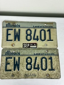 DUPLIKAT NUMMERNSCHILD STATE OF ILLINOIS TITEL: EW 8401 JAHR: 1991 PAAR - Bild 1 von 7