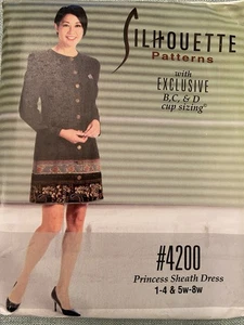 Silhouette Pattern #4200 Princess Sheath dress Sz 1-4 & 5W – 8W Uncut - Picture 1 of 2
