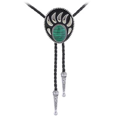 Corbata de vaquero occidental con corbata bolo de ágata de malaquita natural para hombre Foto 1 de 4