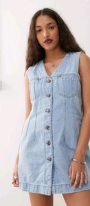 Noisy may Woman's Denim Waistcoat Mini Dress In Light Blue Wash Size XL UK 14 - Picture 1 of 3