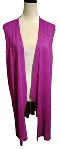 Allison Daley Long Open Front Sleeveless Cardigan Pink Sparkly Lightweight SZ 2X - Picture 1 of 16