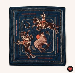 Woolrich x Target 2025 Western Graphic Cotton Bandana Navy Cowboy Horse Sheep - Picture 1 of 5