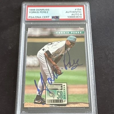 1996 Donruss - Yorkis Perez #154 Auto PSA - Image 1 of 4