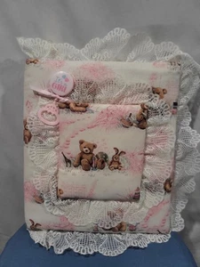 Vintage Handmade Fabric Baby Photo Book "ITS A GIRL" Rattle 11x13 Keepsake Y2K - Picture 1 of 3