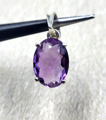 2.5cm 925 Ciondolo Argento Sterling Con Perfetto Viola Naturale Ametista Gemma - Immagine 1 di 4