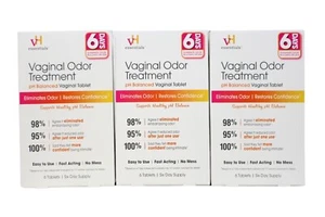 3-Pack VH Essentials Vaginal Odor Treatment pH Balanced Vaginal Tablets, 6 Count - Picture 1 of 7