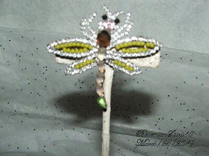 Juego de broches/alfileres antiguos vintage de libélula de diamantes de imitación de vidrio bohemio - Imagen 1 de 5