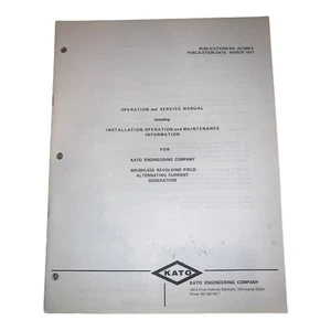 Kato Generator Sets Control Systems Operation & Service Manual AC-966-C - Picture 1 of 2