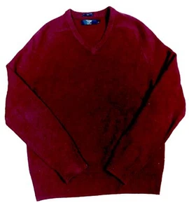 J Crew Slim Fit 100% Lambswool V Neck Sweater, Burgundy Red, L - Picture 1 of 4