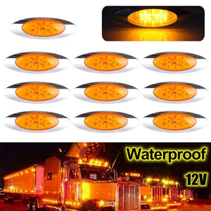 10x 12V Marker Lights 6.5" Oval Amber Truck Trailer Side Turn Clearance Light - Bild 1 von 11