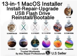 13-in-1 Bootable USB Mac-OS Service Install Recovery Upgrade - Picture 1 of 1