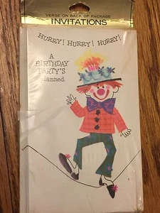 Vintage "New & Unused" Birthday Party Invitations by AMERICAN GREETINGS - Clown - Picture 1 of 7