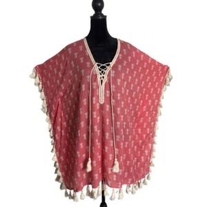 Z&L Made with Love Swim Cover Up Kimono Womens S/M Pineapple Print Tassels BOHO - Picture 1 of 10