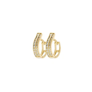 Hombre 22 Piedra Huggie Pendientes de Aro 9ct Oro Amarillo 375 Ley Nuevo en Caja - Imagen 1 de 3