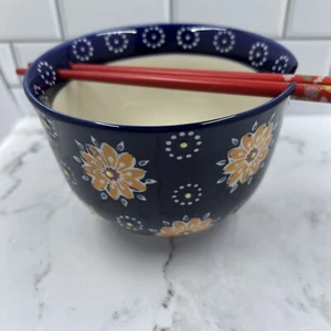 Philippines, Rice Noodle Bowl Hand Painted Chopsticks Holder Pottery *bowl only - Picture 1 of 12