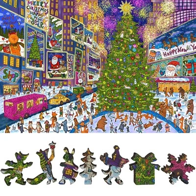 Wooden Puzzle for Adults by FoxSmartBox - 220 Pieces - New York Holiday Lights - Image 1 of 4